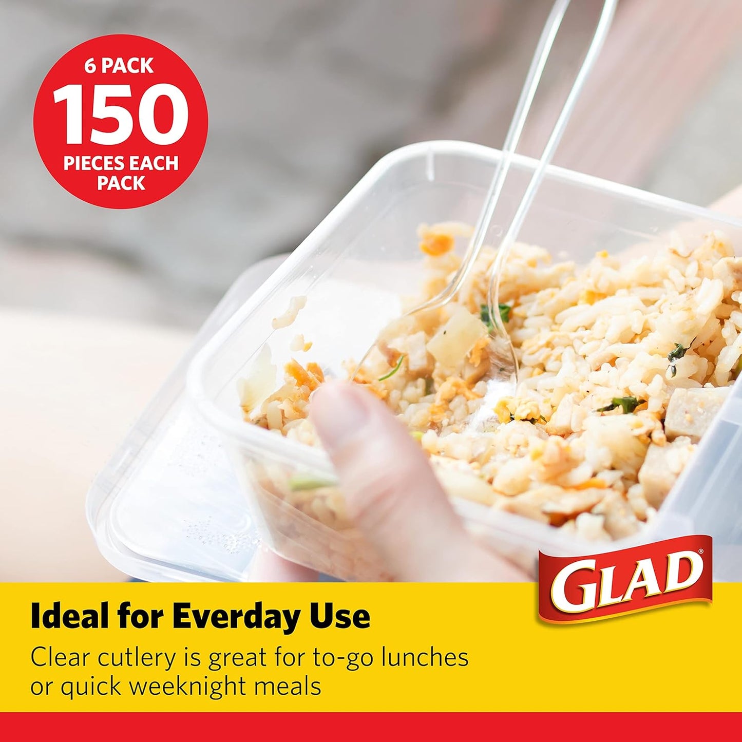Glad Clear Disposable Cutlery Set with Heavy Duty Plastic Forks, Knives, and Spoons, Reusable Dishwasher Safe Plastic Utensils for Parties and Everyday Use, 240 Count