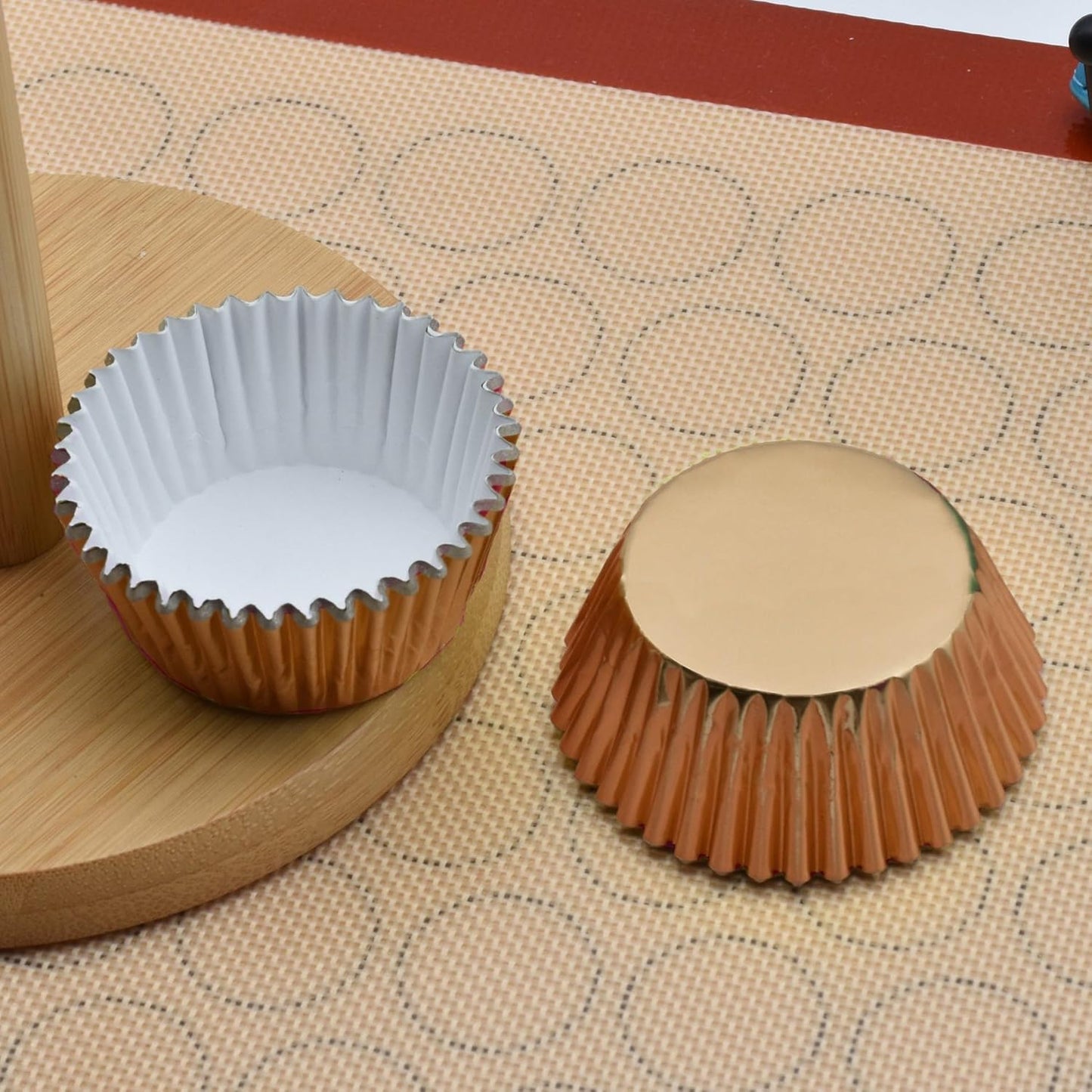 200 Pcs Gold Foil Cupcake Liners Standard Baking Cups Muffin Paper Cases