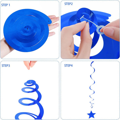 jiebor 60Pcs Red White and Blue Decorations Star Swirl Garland Banner Hanging for Memorial Day 4th of July Independence Day Labor Day Home Party Decorations