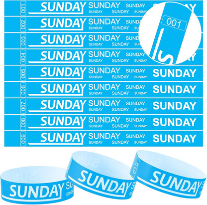 Henoyso 600 Pcs Saturday Paper Wristbands Event Admission Paper Bracelets Numbered Waterproof Party Armbands for Events Day of the Week(Red)