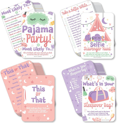 Big Dot of Happiness Pajama Slumber Party - Sleepover Activities & Games for 4 Girls, Birthday Party Group Games, Gamerific Bundle for Kids Parties - 10 Cards