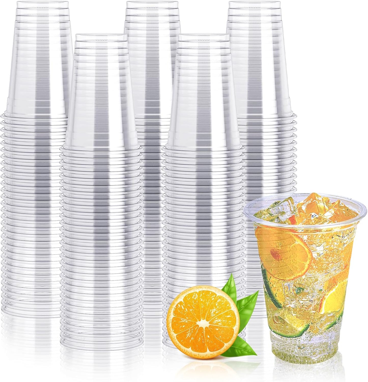 Lilymicky 200 Pack 10 oz Clear Plastic Cups, PET Disposable Drinking Cups Perfect for Birthday Parties, Ceremonies, Events