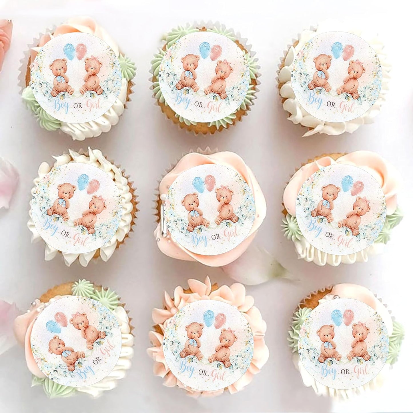 36Pcs Blue Baby Bear Cupcake Toppers Balloon Teddy Bears Cupcake Picks for Blue Baby Shower Gender Reveal Boys Bearly Birthday Cupcake Decorations We Can Bearly Wait Party Decorations Supplies