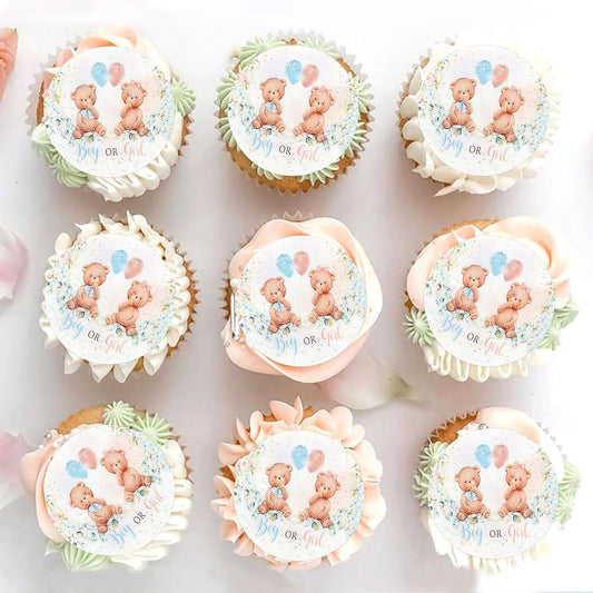 36Pcs Blue Baby Bear Cupcake Toppers Balloon Teddy Bears Cupcake Picks for Blue Baby Shower Gender Reveal Boys Bearly Birthday Cupcake Decorations We Can Bearly Wait Party Decorations Supplies