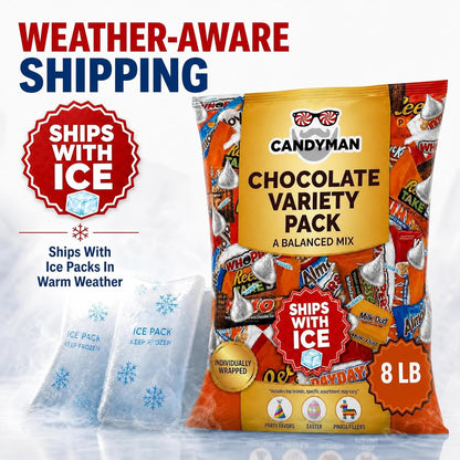 CANDYMAN 4 lb Assorted Chocolate Candy Variety Pack, Bulk Chocolate Individually Wrapped, Candy & Holiday Treats, Father's Day, Ship with Ice