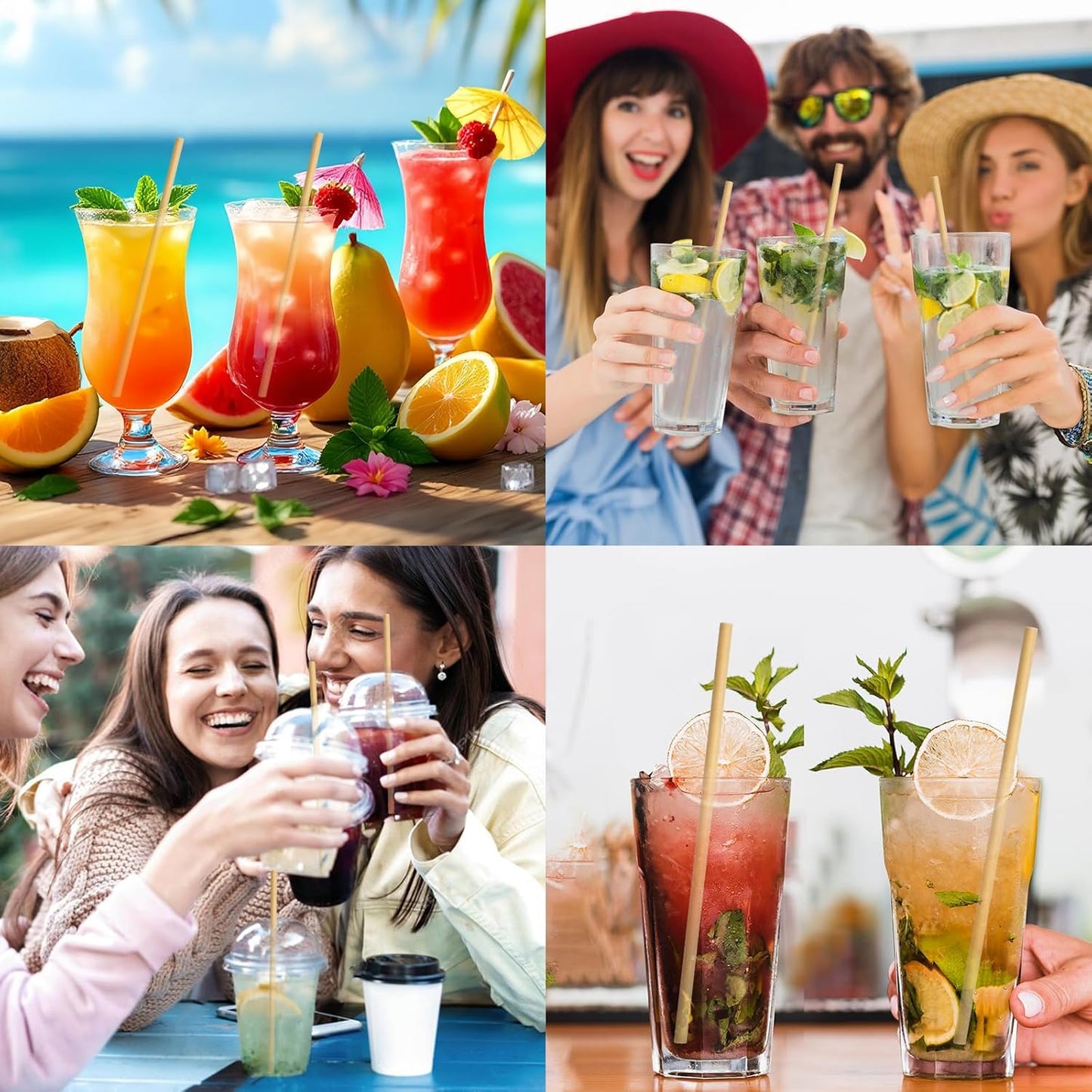 Disposable Paper Straws Solid Green - 7.75'' x 0.24'', 100 Counts - for Drinking, Beverage, Juice, Soda, Bar Supplies