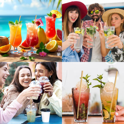 Disposable Paper Straws Solid Green - 7.75'' x 0.24'', 100 Counts - for Drinking, Beverage, Juice, Soda, Bar Supplies