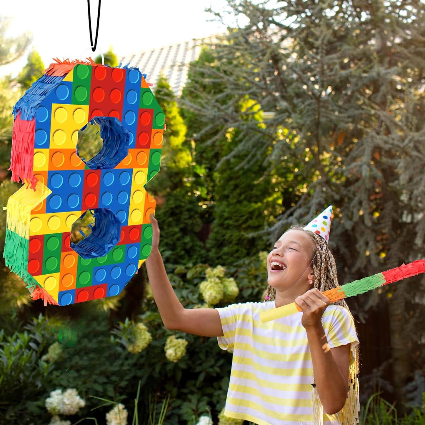 Hooqict Mexican Pinata with Blindfold and Bat Stick Party Pinata for Fiesta Carnival Cinco de Mayo Decorations Kids Adults Mexican Party Games Birthday Party Supplies