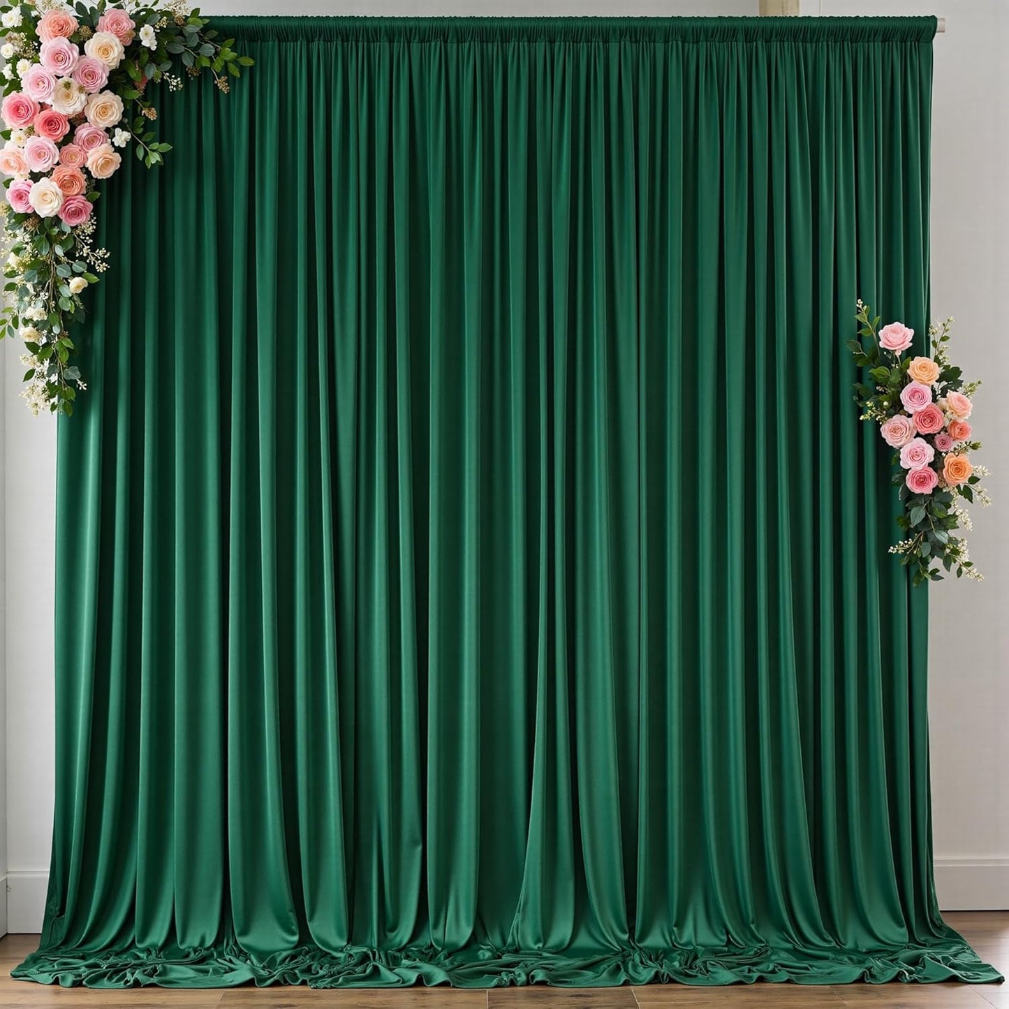 10 ft x 10 ft Wrinkle Free White Backdrop Curtains for Wedding Parties, Polyester Photography Backdrop Drapes for Birthday Parties Stage Backdrop Stand, 2 Panels 5x10FT Background Curtains