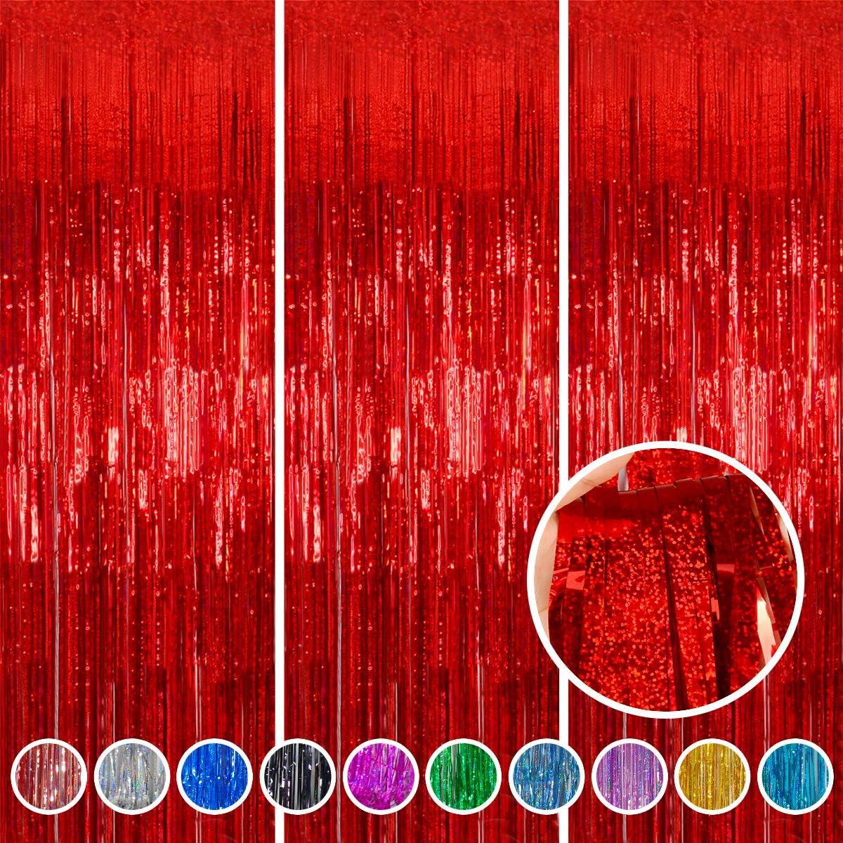 Happy Mothers Day Decorations Melsan 3 Pack 3.2 x 8.2 ft Pinkish Purple Tinsel Fringe Curtain Backdrop, Sparkling Metallic Party Decorations for Girls Birthday, Bachelorette, Wedding, Photo Booth