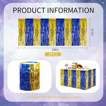 BEISHIDA 2 Pack Metallic Tinsel Foil Fringe Table Skirts for Rectangle & Round Tables Hot Pink Kids' Birthday, Holiday Cartoon Party Decorations for Birthday Valentines Baby Shower Festive Events