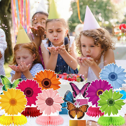 24Pcs Spring Sunflower Honeycomb Centerpiece Decorations Sun Flower Butterfly Table Centerpiece Supplies Kit Spring Table Toppers Decor for Kids' Butterfly Flower Themed Women Classroom Birthday Party