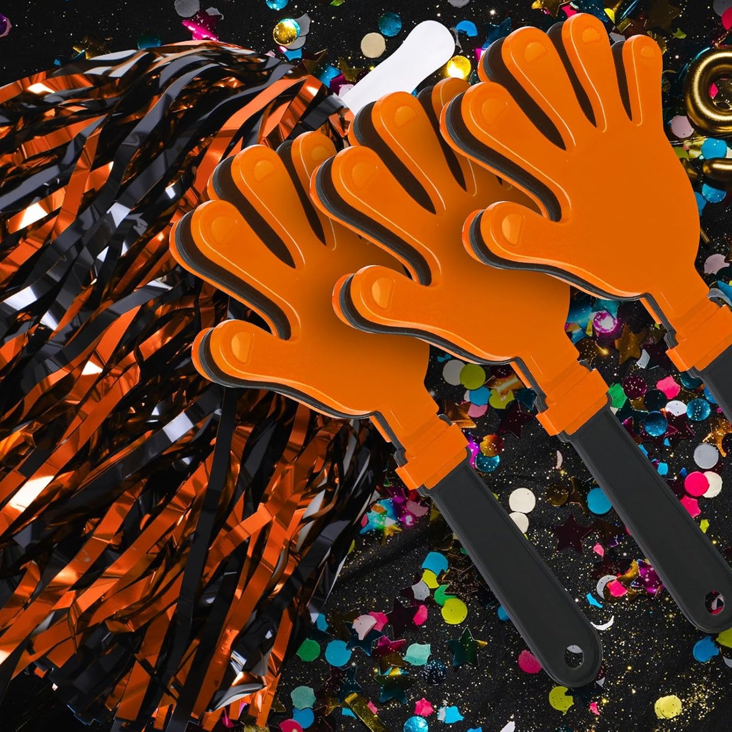 48 Pcs Cheerleading Pom Poms and Hand Clappers Noisemakers Set for Team Spirit Items Sporting Events Football Baseball Cheering Essentials Party Favors Dance（Yellow and Black）