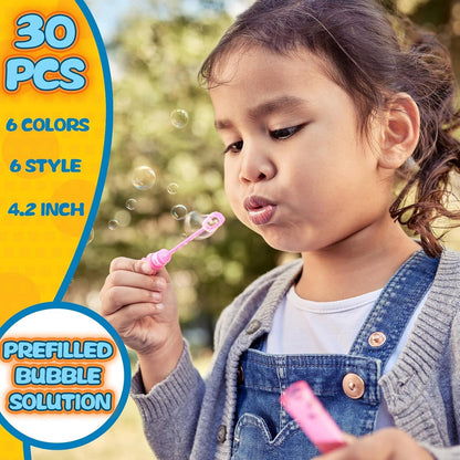 Bubble Party Favors for Kid, 30 Pack Mini Bubbles Bulk with Gift Box, Pastel Bubble Wand Sticks Toy for Party Supplies, Birthday, Wedding Decorations, Goody Bag Fillers Stuffers, Carnival Prizes