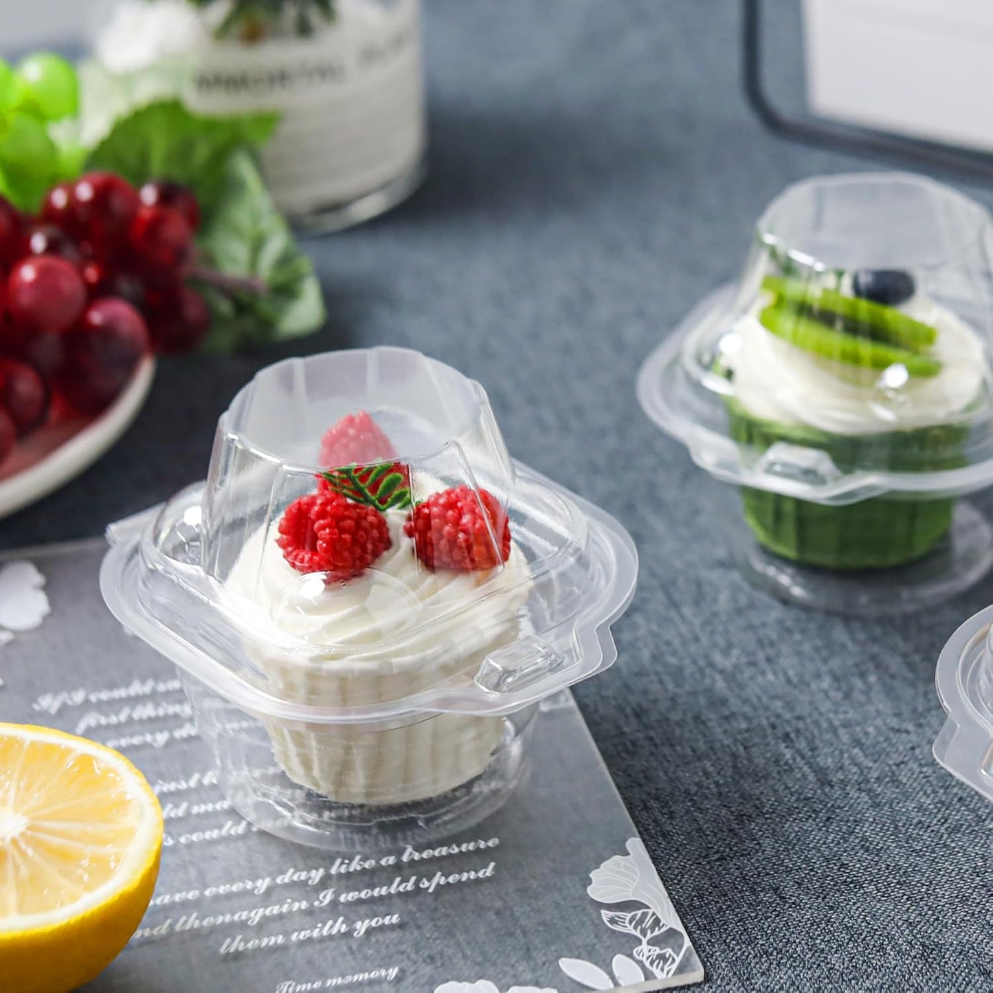 NPLUX 60 Pack Individual Cupcake Containers Plastic Cupcake Boxes Cupcake Holders Stackable Deep Dome Cupcake Carrier