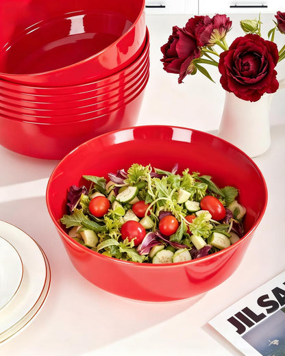 Hioasis 8 Pack Plastic Serving Bowls 128oz Gold Glitter Plastic Bowls Heavy Duty Disposable Serving Bowls for Party Snack & Salad & Candy & Bar Buffet
