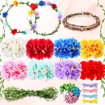 Zeyune 20 Sets Spring Tea Party Favor Flower Crowns Making Kit, Make Your Own Flower Crown Wreath Garland Headbands Craft Kit Handmade DIY Fairy Floral Hair Accessories Gift for Women(Daisy)