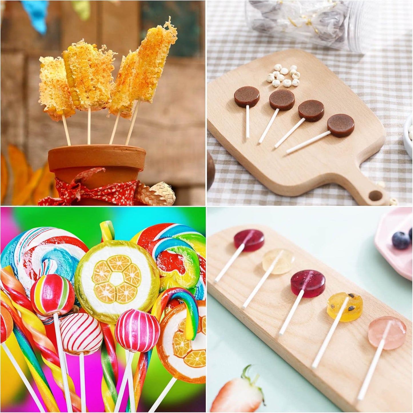 500Pcs 6 Inch White Paper Lollipop Sticks, Paper Sucker Sticks, Cake Pop Stick for Cake Toppers, Chocolate,Cookie,Rainbow Candy