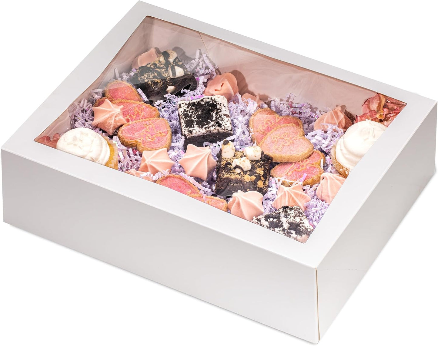 Fit Meal Prep 18 Pack 14 x 10 x 4 Inches White Bakery Boxes with Window, Auto-Popup Cardboard Gift Packaging and Baking Containers, Cupcake, Cookie and Loaf Bread Boxes