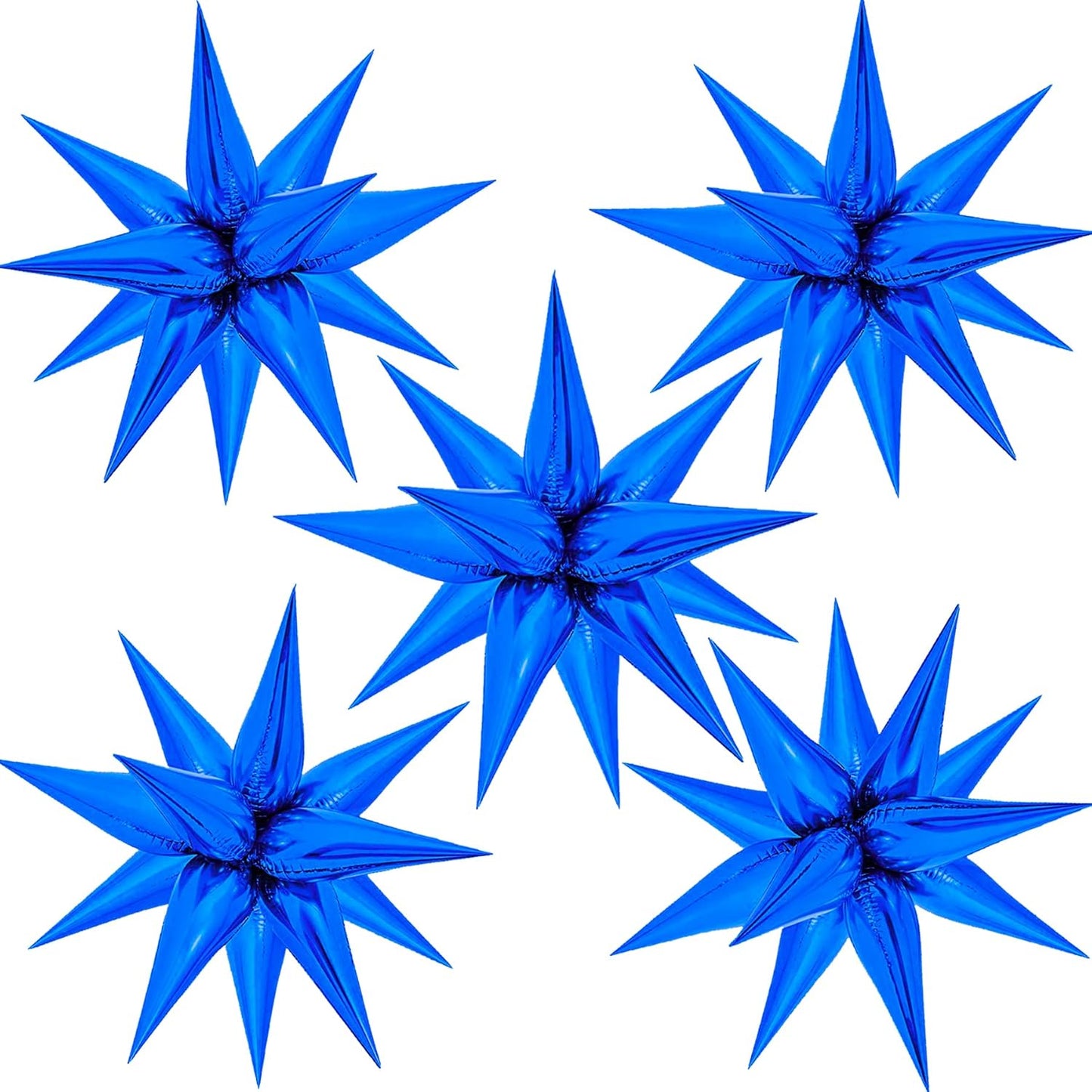 ZAKVOOR 60 Pcs Star Balloons 12 Spike Foil Explosion Party Decoration Balloons for Christmas New Year Eve Birthday (Silver)