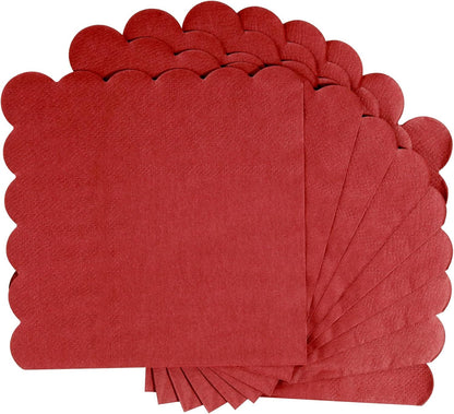 100 Pcs Cocktail Napkins, 2-Ply 5 x 5 Inches Disposable Scalloped Napkins, Thick Premium Dessert Napkins for Party, Wedding, Dinner, Birthday, Anniversary, Festival (Sage Green)