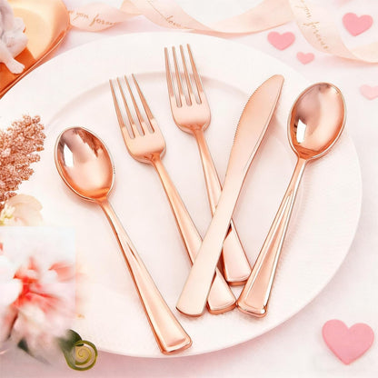 Liacere 100 Pack Silver Plastic Silverware-Pre Wrapped cutlery and Napkin-Pre Rolled Silverware Disposable 100 Forks, 100 Knives 100 Spoons, 100 Napkins Plastic Utensils＆Wedding