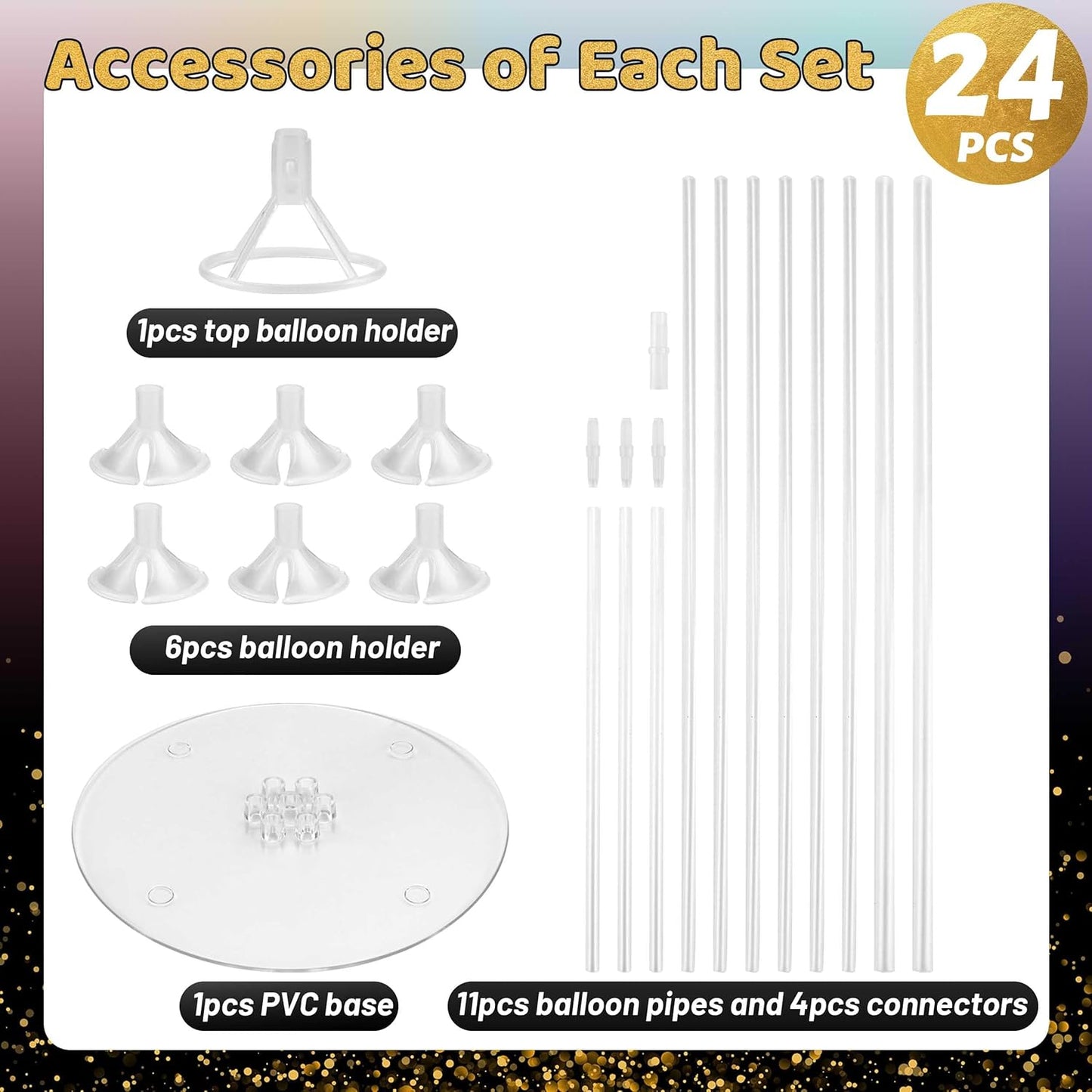 JOYYPOP 4 Sets Balloon Stand Kit For Table, Balloon Sticks with Base Birthday Graduation Party Decorations Wedding