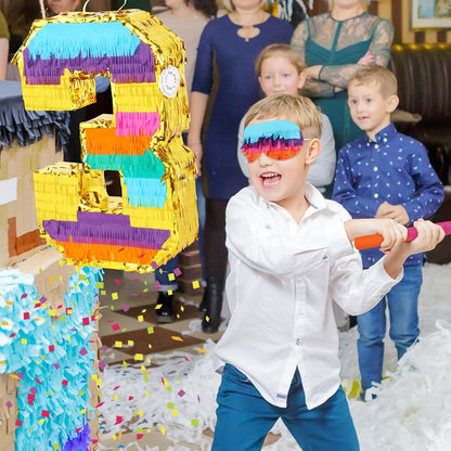 Dinosaur Pinata - Dinosaur Decorations with a Blindfold and Bat for Boys Girls Animal Themed Birthday Party Kids Classroom Game Decorations Supplies (15.7 x 11.4 x 3.1 Inches)
