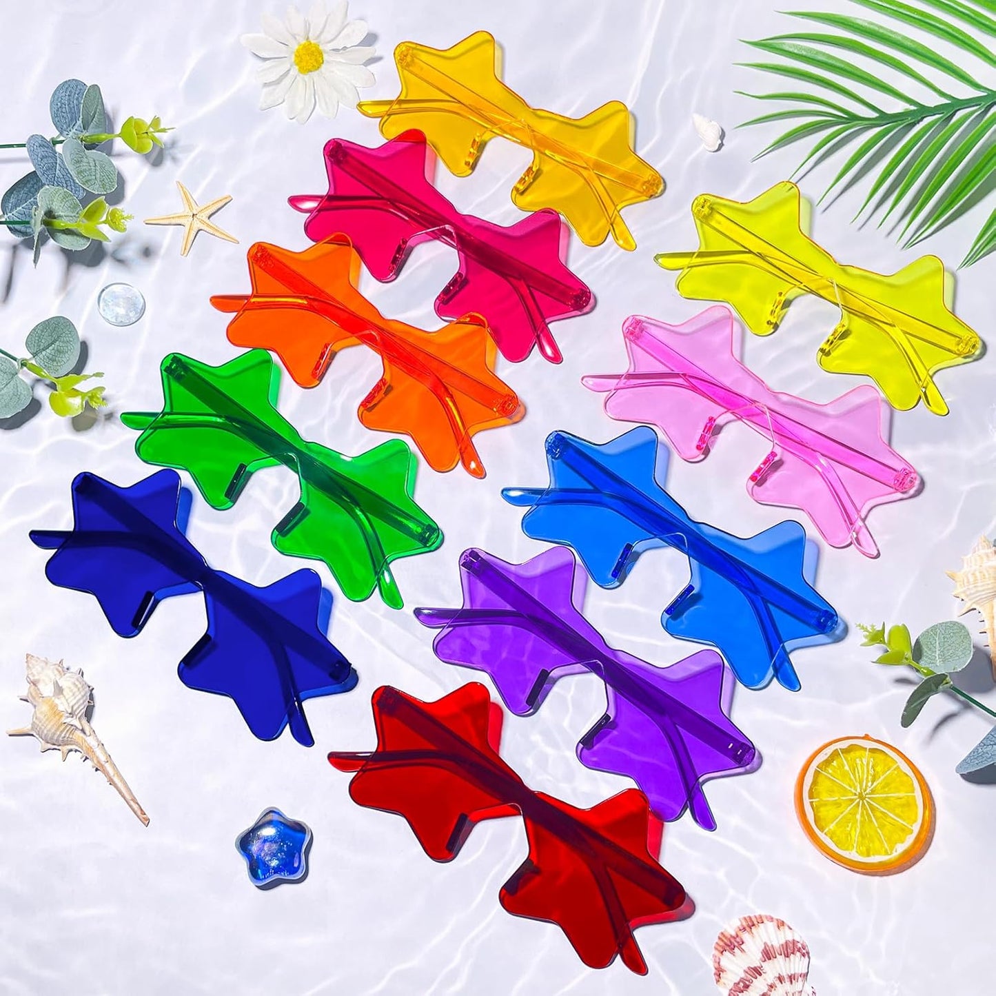 Wholesale 50 Pack Rimless Star Sunglasses Bulk, Fun Colorful Star Party Glasses for Women Men