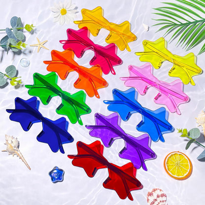 Wholesale 50 Pack Rimless Star Sunglasses Bulk, Fun Colorful Star Party Glasses for Women Men