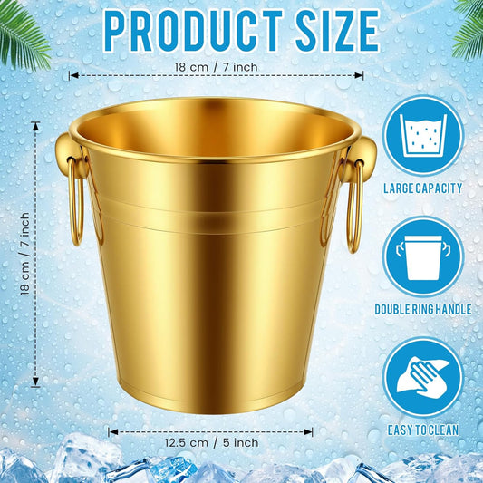 Mumufy 6 Pcs 3.3 Qt / 3 L Champagne Ice Buckets Stainless Steel Ice Bucket with Handles,Drink and Wine Chiller Great for Home Bar Club Party Supplies, Chilling Champagne and Sparkling Wine (Silver)