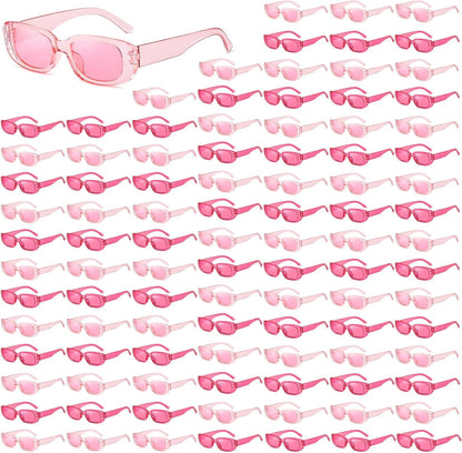 50/100 Pack Rectangle Sunglasses Bulk for Adult Retro Cheap 90s Y2K Small Glasses UV400 Protection