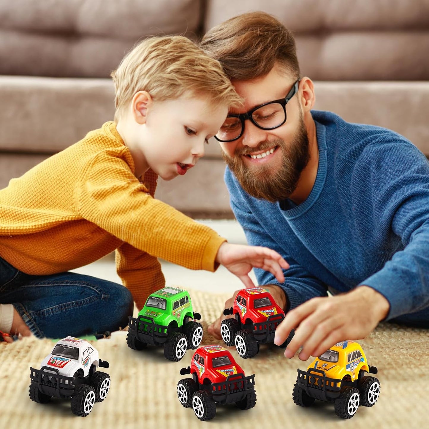 Manmel 12 Pack Pull Back Cars for Kids, Bulk Mini Racing Vehicles Monster Truck Toys Party Favors for Toddlers, Pinata Fillers, Goodie Bag Stuffers, Classroom Prizes for Boys Girls