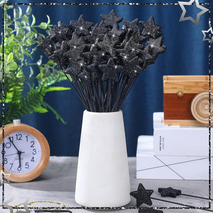 Suzile 60 Pcs Golden Star Floral Pick 8'' Star Centerpiece Table Decor Gold Glitter Craft Stick Sparkly Foam Stem for Floral Arrangement Wreath Wedding Bridal Baby Shower Birthday Stars Arrangement