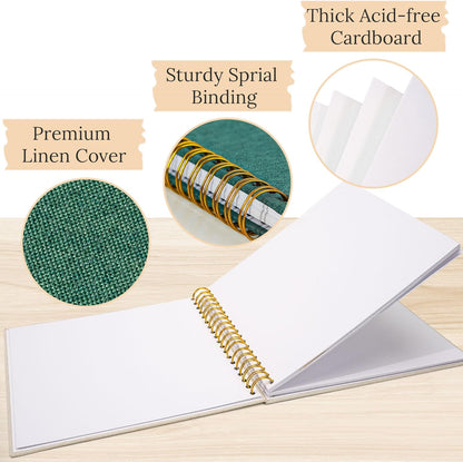 8 x 8 Inch Scrapbook Photo Album Linen Cover 20 Sheets/ 40 Pages, Hardcover Kraft White Pages Memory Book, for Travel Wedding Guest Book Christmas Baby Shower Fits 4x6 & Instant Photos, Beige