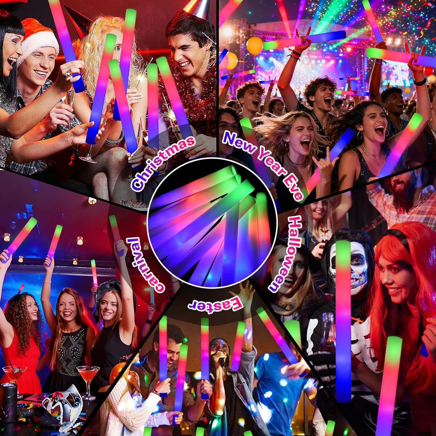 12pcs Foam Glow Sticks,Party Favors Supplies,3 Flashing Modes Glow In The Dark Party Supplies, Light Up Foam Sticks for Wendding Raves Camping Outdoor