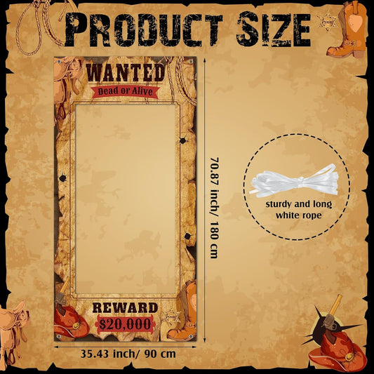 Funrous Wanted Poster Photo Prop Western Photo Booth Prop Large Selfie Frame Poster Fabric Banner Backdrop Wanted Sign for Cowgirl Cowboy Party Decoration Rustic Birthday Party Supplies (Pink)