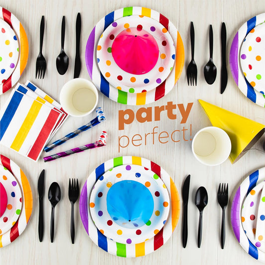 PLASTICPRO 400 Pack Disposable Plastic Utensils Assorted Colored Cutlery Combo Set Forks Spoons Knives Silverware, Orange Plastic Cutlery for Parties