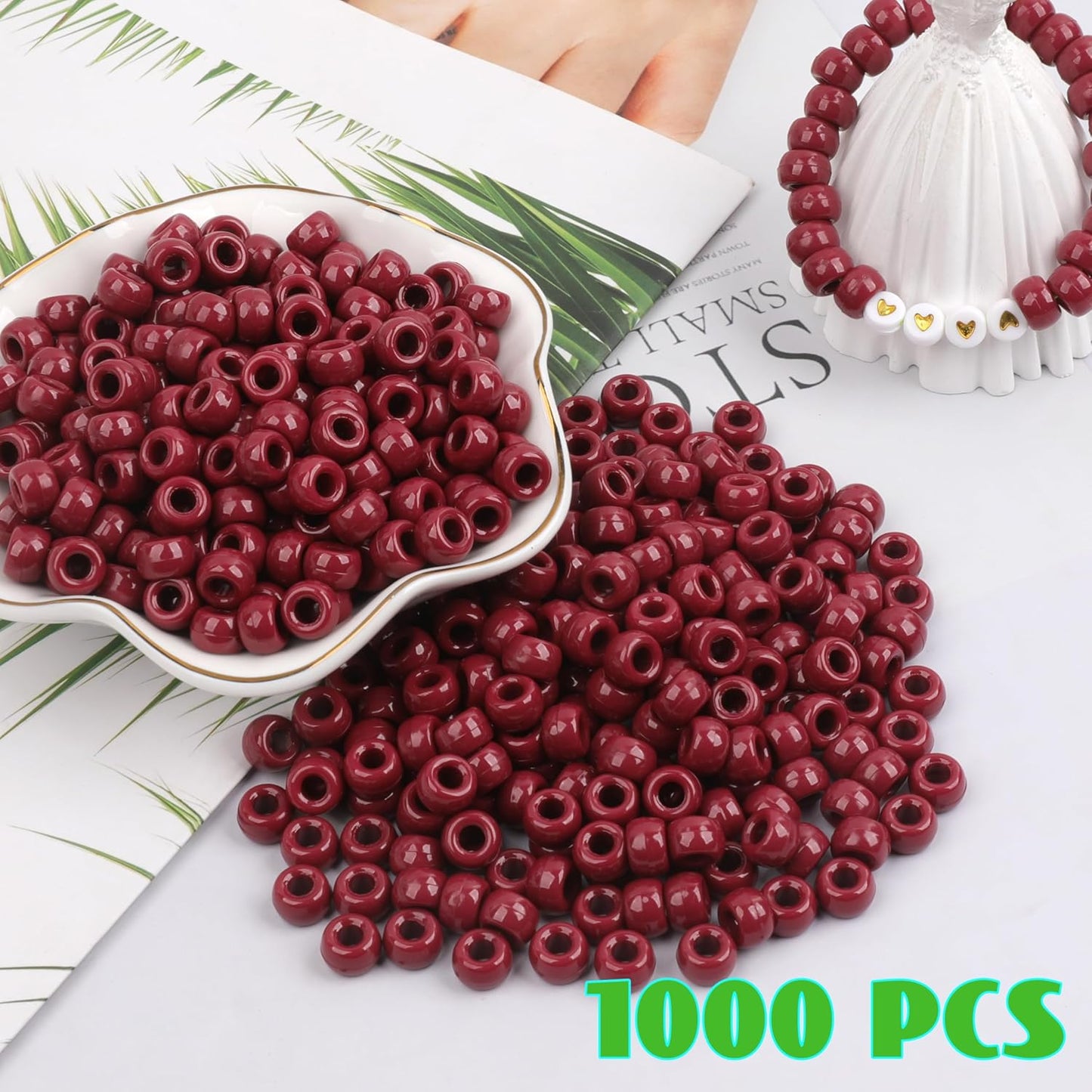1000Pcs Glow in The Dark Pony Beads 9mm Plastic Kandi Beads Bulk for Friendship Bracelet Necklace Craft Jewelry Making Beads for Hair Braids 9 Color