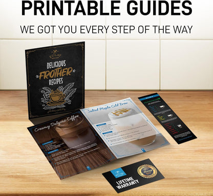 Zulay Kitchen Powerful Milk Frother Wand With Duracell Batteries - Ultra Fast Handheld Drink Mixer - Electric Whisk Foam Maker for Coffee, Lattes, Cappuccino & Matcha - Z1 Motor - Black - Colors C