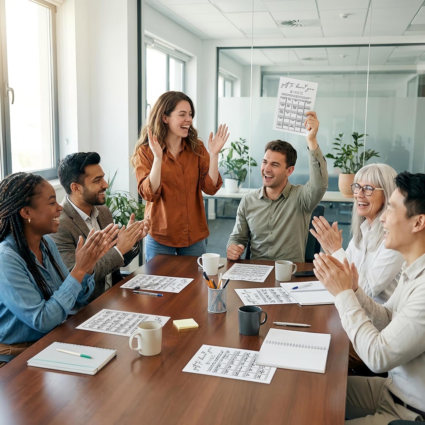 Team Building Games for Work Adults – Find Someone Who Bingo Game, 25 Unique Human Bingo Cards 5x7 Inch, Ice Breaker & Office Games for Parties, Meetings & Events - A05