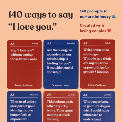 Partners are Human | 140 Conversation Cards to Help Deepen Romantic Relationships | Card Game for Bonding & Communication | Therapy for Adults