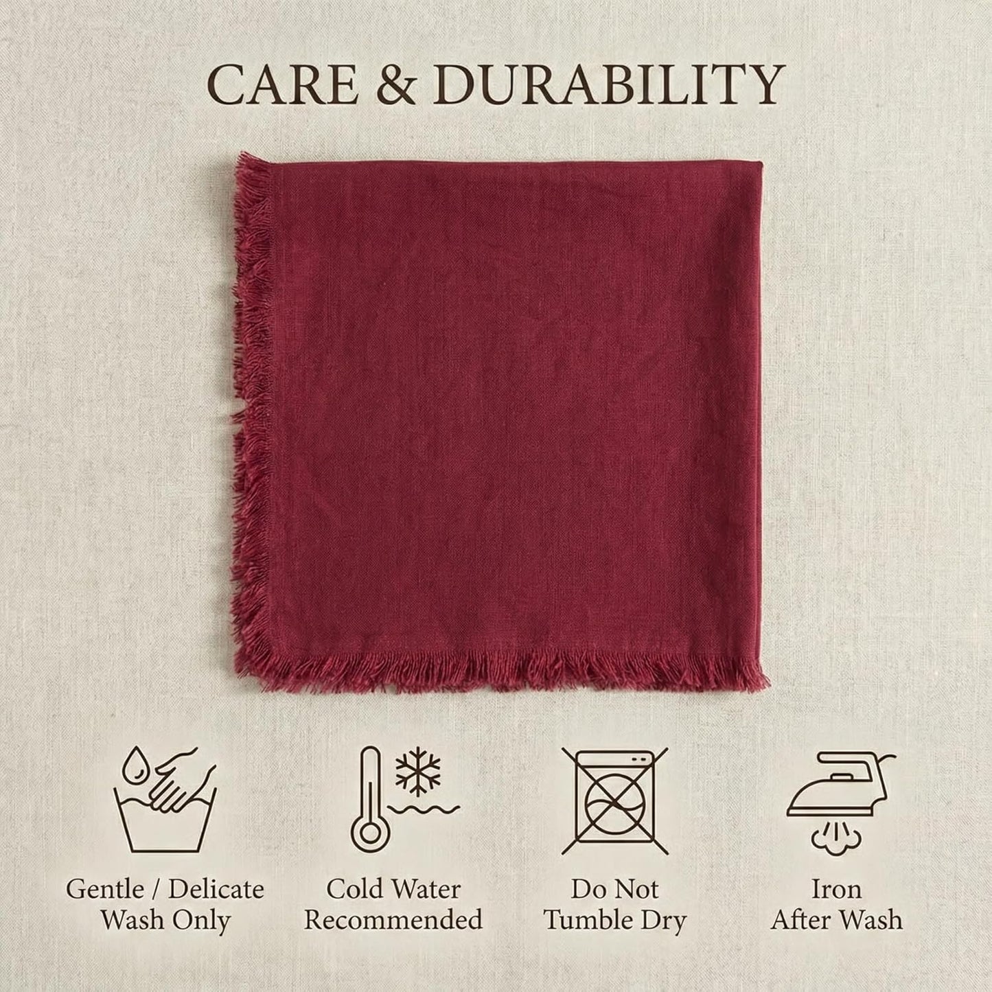 ACCENTHOME Natural Cotton Linen Napkin Set of 12 18x18 inch Dinner Napkins - Washable Soft Premium Hotel Quality Reusable Hemmed Edges Napkins Perfect Table Linens for Family Dinners, Weddings