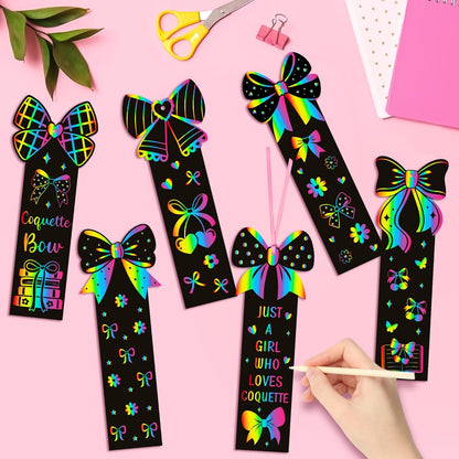 CY2SIDE 60PCS Princess Fairy Wand Scratch Bookmarks for Girls, Make Your Own Fairy Stick Scratch Paper Magic Wands Bookmark, DIY Princess Stick Rainbow Crafts Ornaments for Kids Birthday Party