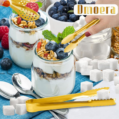 12 Pack Premium Small Serving Tongs, Dmoera Mini Stainless Steel Appetizer Tongs, 5Inch,5.2Inch(12.7cm)