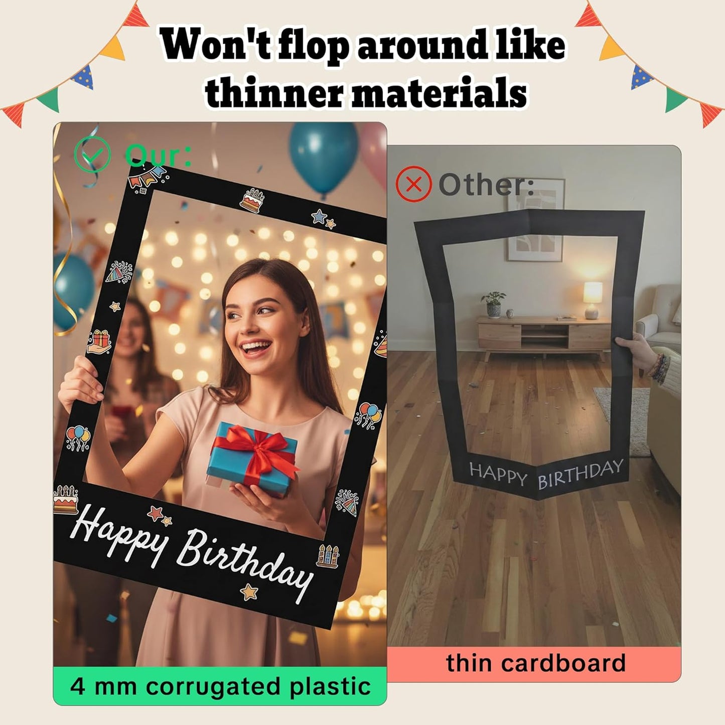 40 x 30 Inch Large Photo Booth Frame Selfie Frame,Black Blank DIY Cutout Props for Birthday,Halloween,Wedding Photo Prop,Graduation Photo Booth Picture Frame,Party Supplies