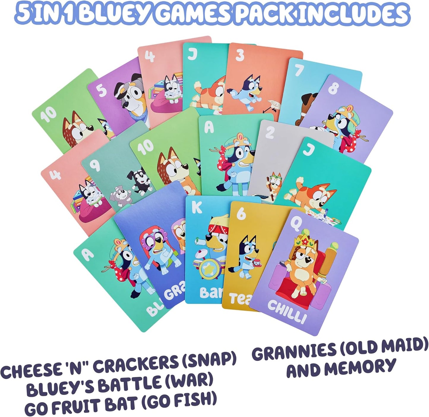 Bluey Bingo’s Bingo Card Game, Kids Image Matching Card Game with 40 Cards, 48 Chips and 12 Scoring Chips, Interactive Fun Games for Kids of Ages 3+