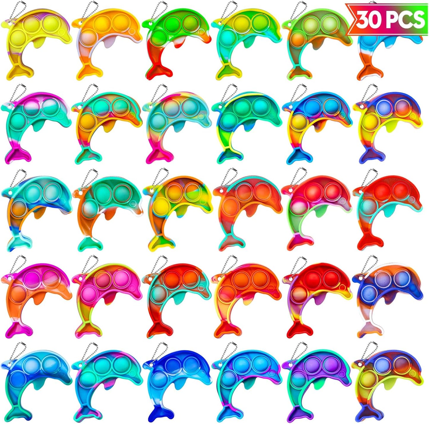 Pop Fidget Toys Bulk Its Party Favors for Kids 4-8 8-12 30 Pack Mini Pop Keychain It Small Fidgets for Classroom Prizes School End of Year Student Gifts from Teacher Birthday Goodie Bag Stuffers