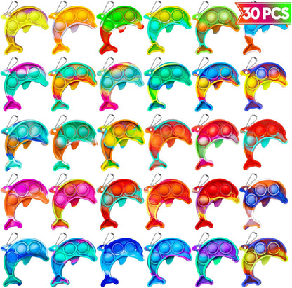 Pop Fidget Toys Bulk Its Party Favors for Kids 4-8 8-12 30 Pack Mini Pop Keychain It Small Fidgets for Classroom Prizes School End of Year Student Gifts from Teacher Birthday Goodie Bag Stuffers