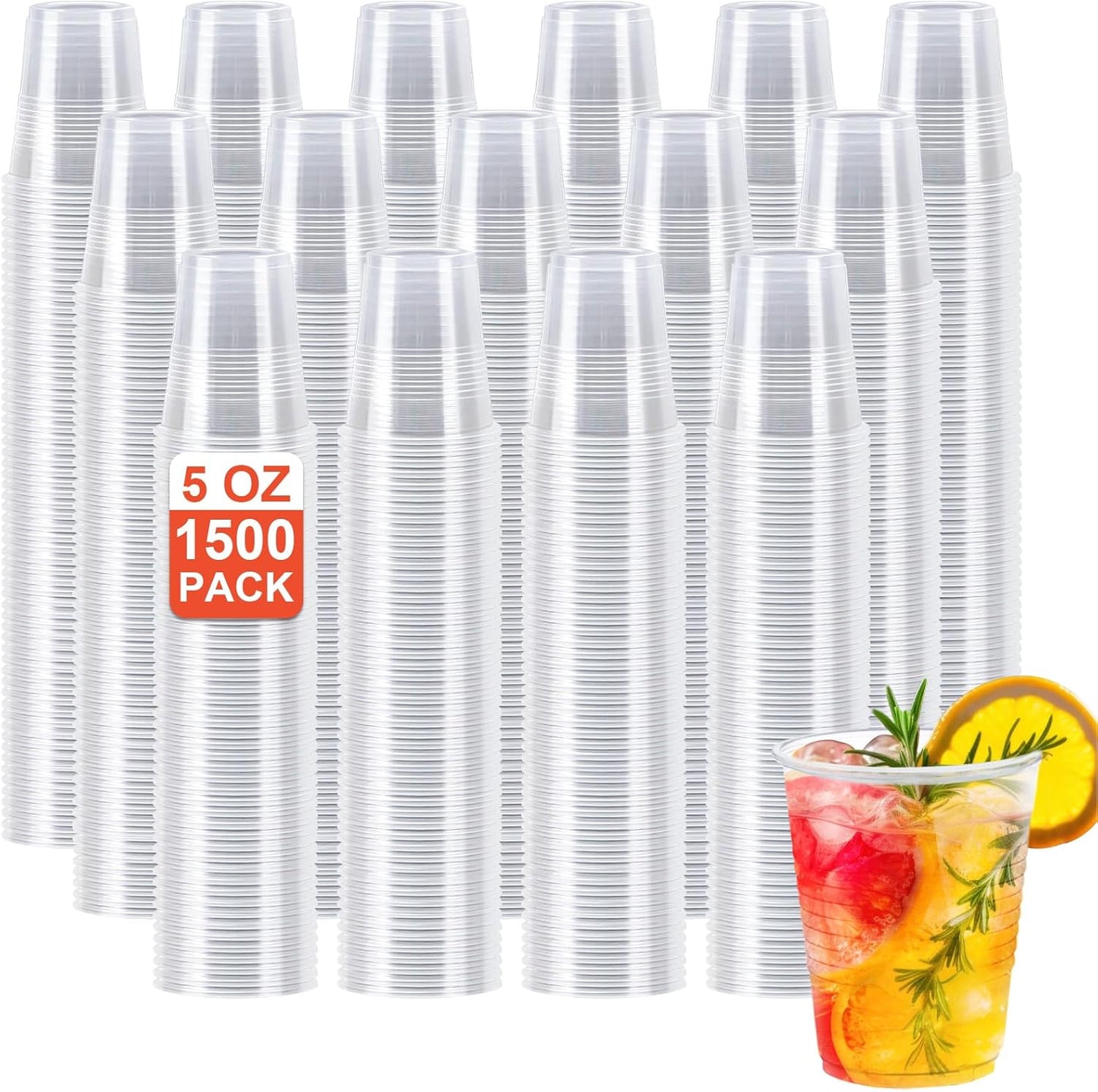 Clawsoff 500 Pack 9 oz Plastic Cups, Disposable Drinking Cups, Water Cups Plastic Clear Cups for Party, Wedding, Graduation, Travel, Holiday, Events, Birthday,Cold,Hot